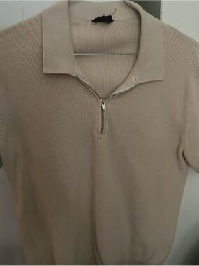 Truth brand Beige Half-Zip Polo short sleeve shirt